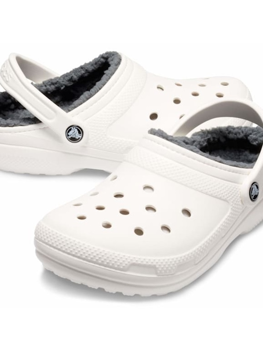 Crocs Classic Lined Clog - White with Gray Lining